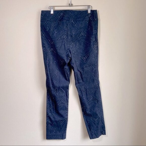 Lisette L Slim Straight High Rise Pants Navy with Pattern Size 12 - Picture 3 of 7
